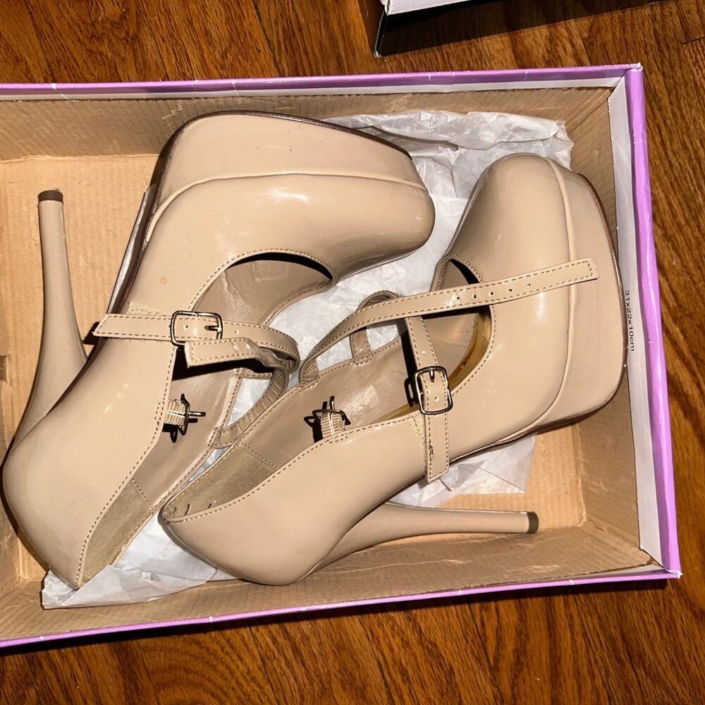 Beige Babydoll Platform Heels